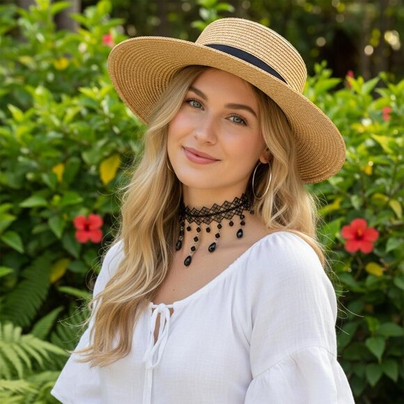 Gothic Black Choker Necklace for Women Gothic Black Necklace Adjustable Vintage - Picture 6 of 7